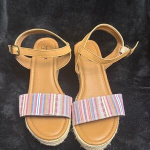 Y Not Striped Sandals with Tan Straps size 11
